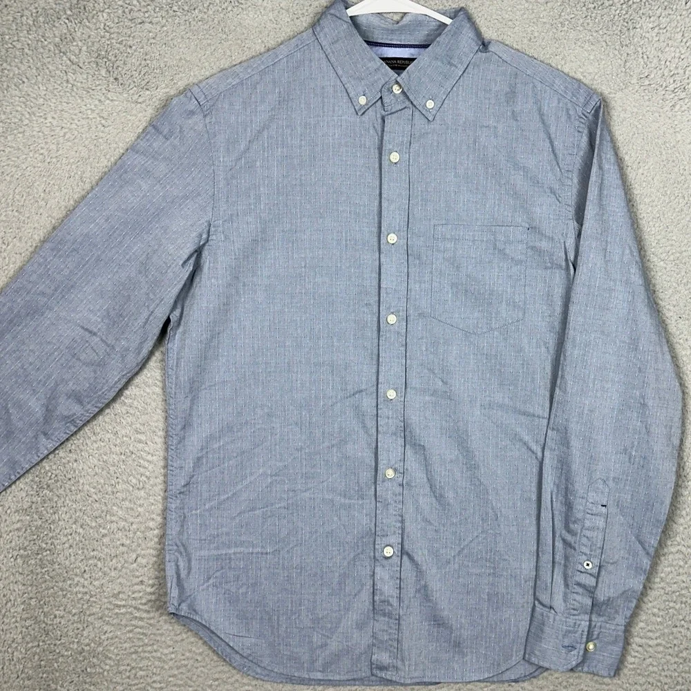 NEW Banana Republic Shirt Mens Medium Camden Fit Blue Button-Down Long Sleeve